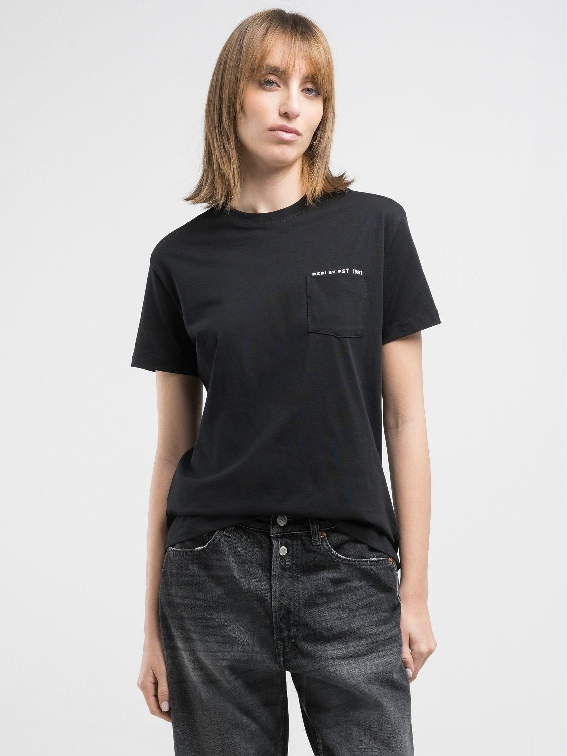 【MODERNIF】Slow one pocket shirt Men's Short Sleeve Super Grand Slam Crew Neck Pocket T-Shirt