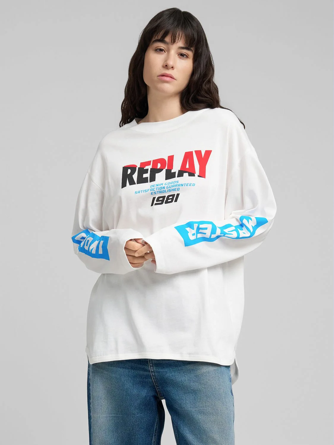 REPLAY BOY-FIT LONG-SLEEVED T-SHIRT W3450 .000.23792P NATURAL WHITE 2