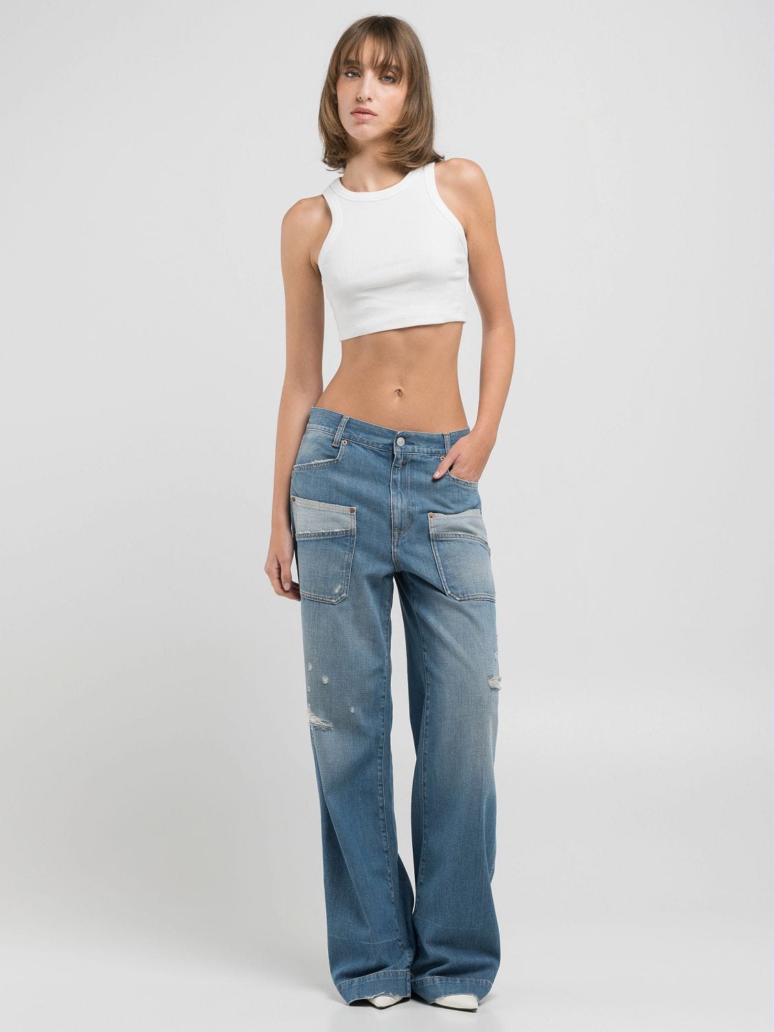 高評価なギフト Jeans with rips Medium blue | Replay Jeans トップス