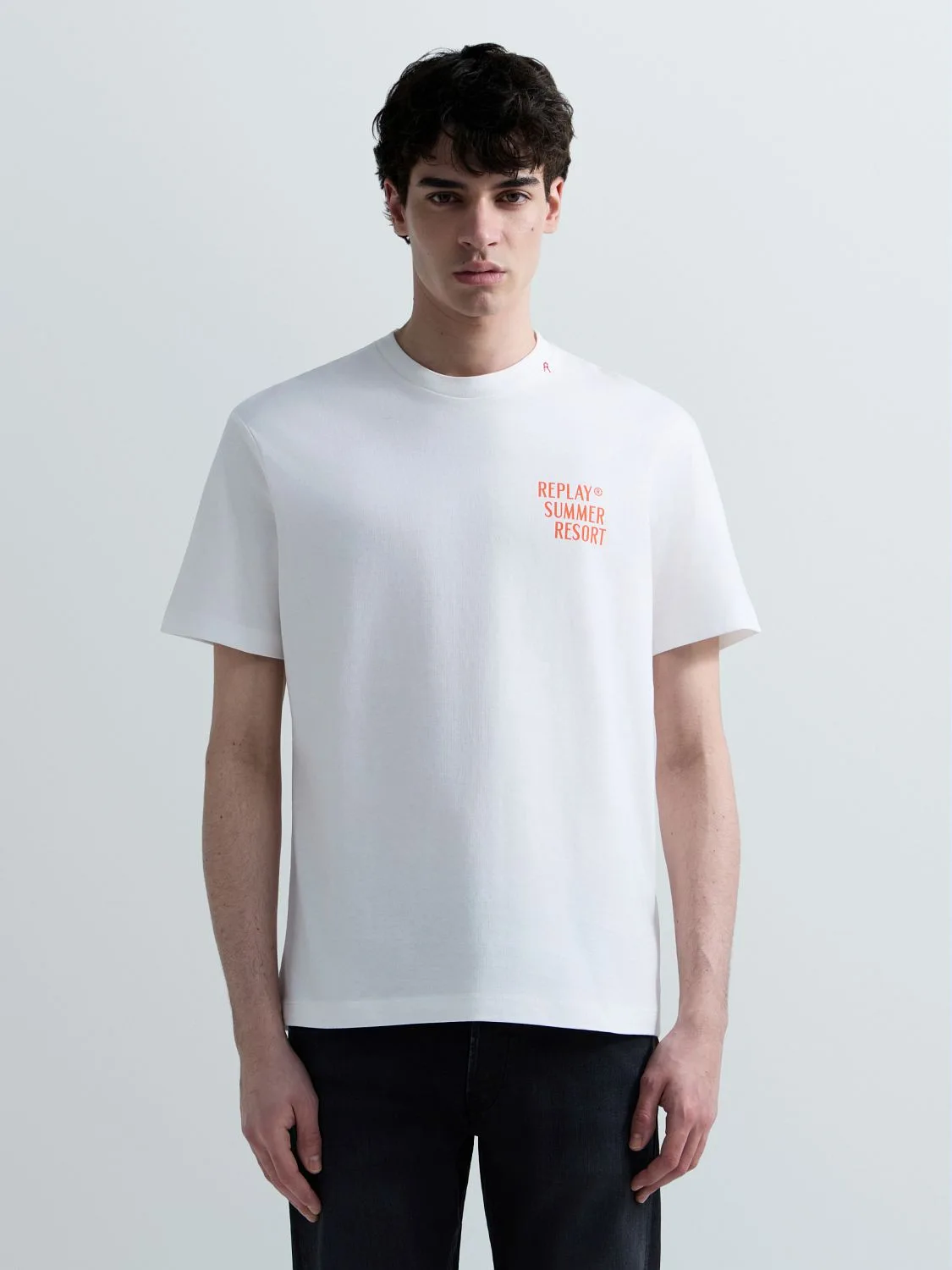 Relaxed-fit t-shirt with sicily print Natural white | Replay Jeans