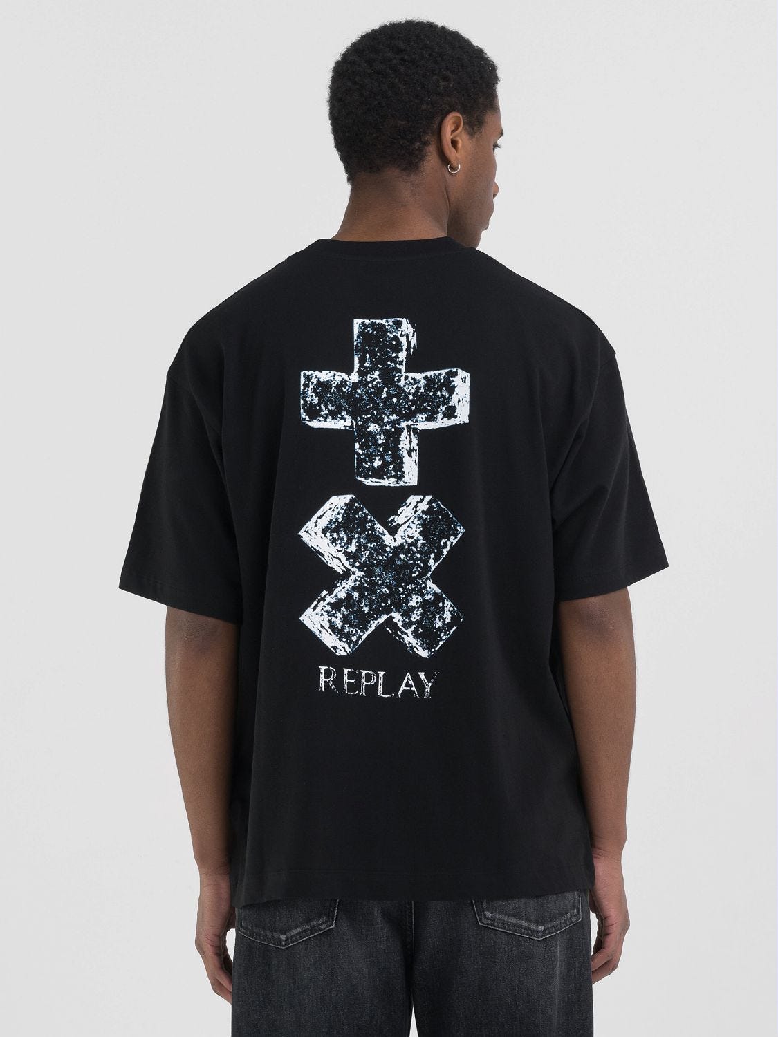 Stonology crew-neck t-shirt with replay x martin garrix logo and lettering  Black | Replay Jeans