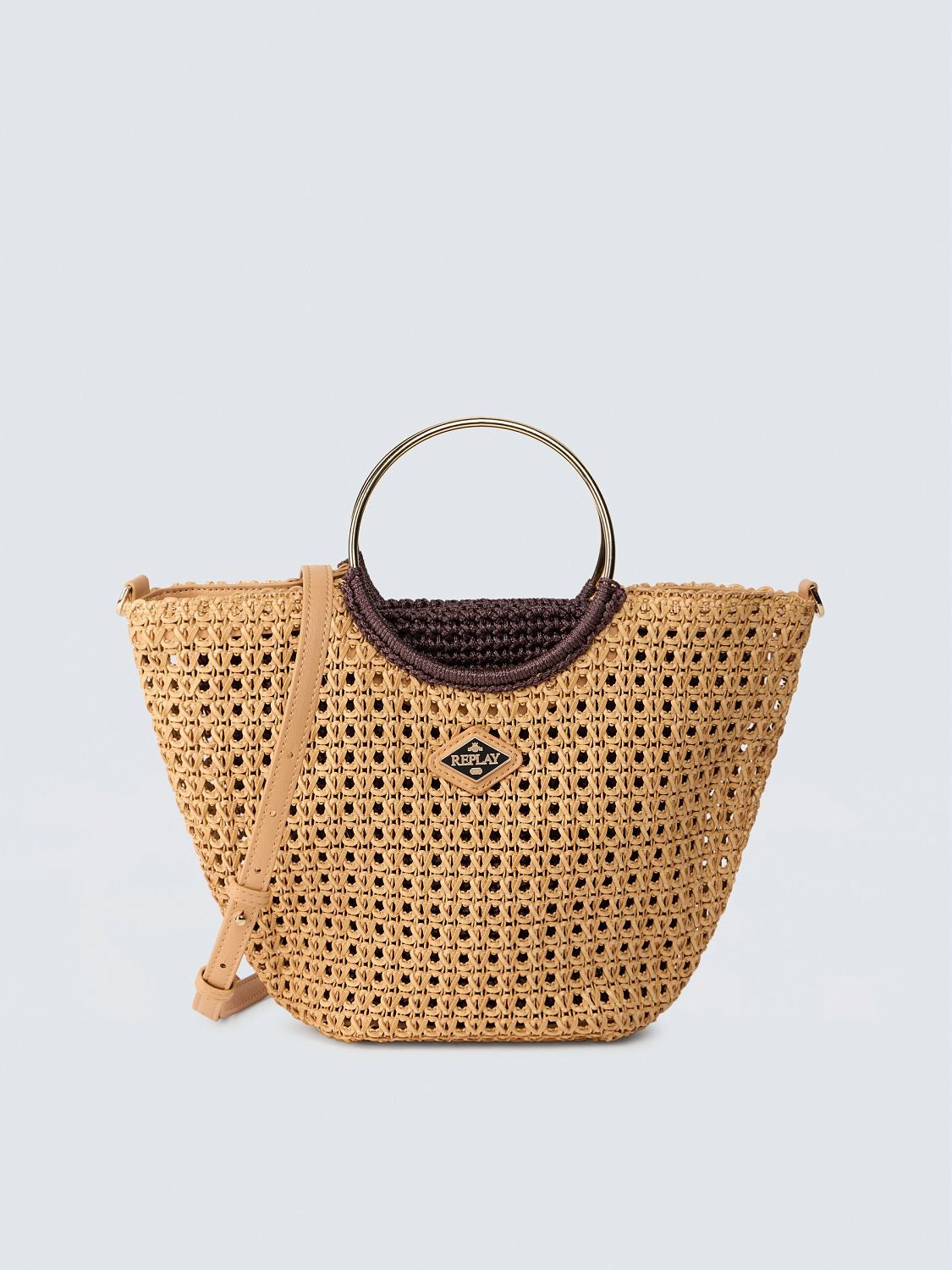 REPLAY BAG WITH WOVEN SHOULDER STRAP FW3862.000.A2029A ROASTED PECAN 1