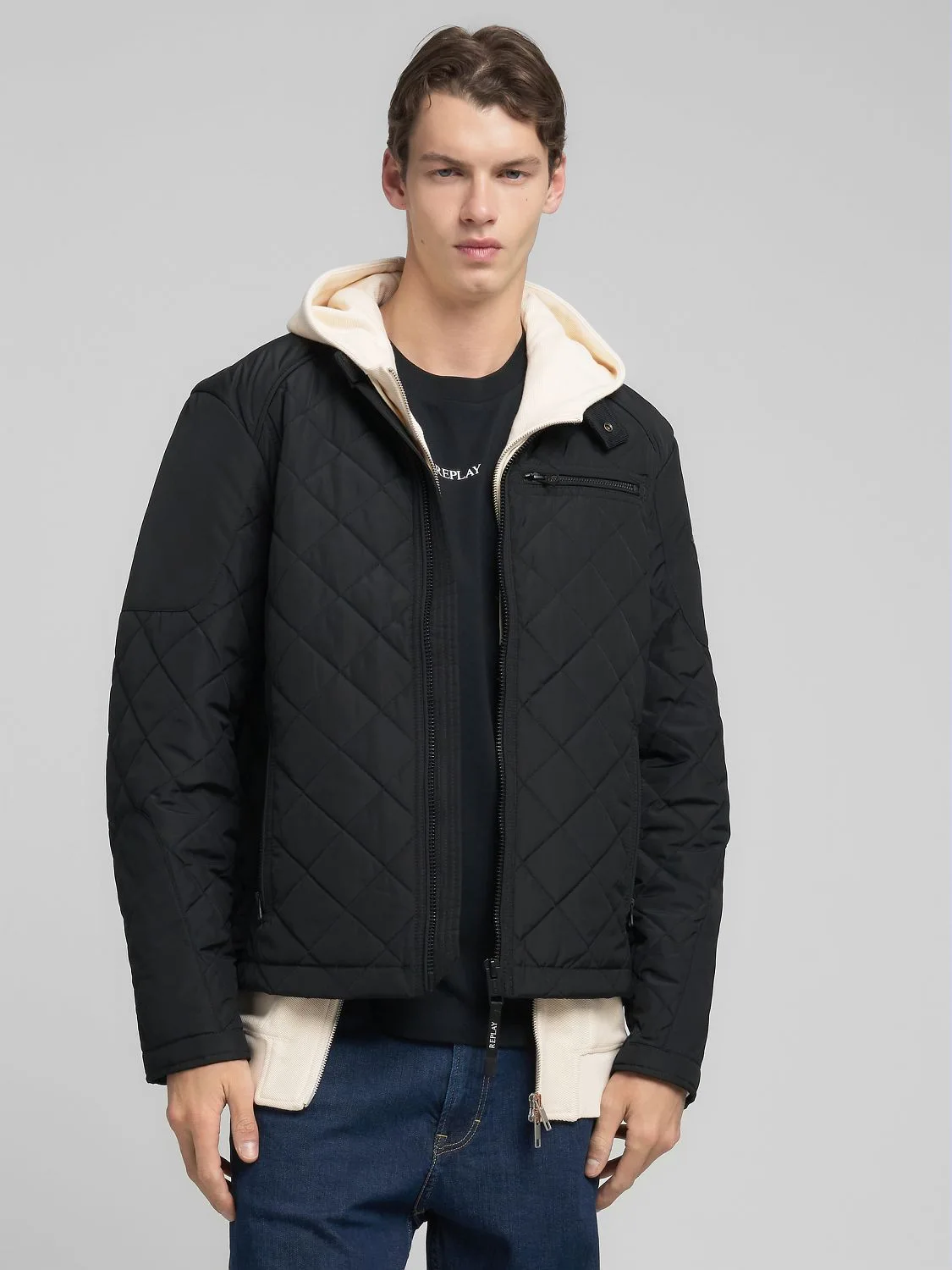 REPLAY FULL-ZIP QUILTED JACKET M8000 .000.84442 BLACK 2
