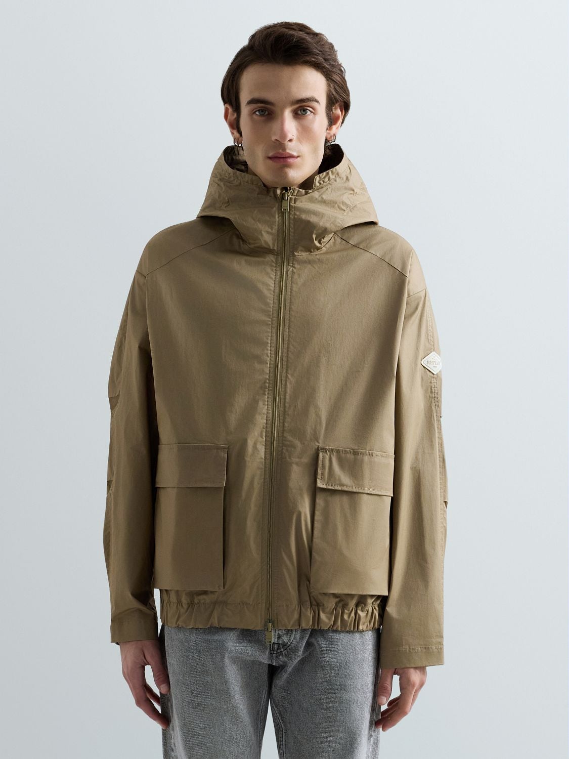 REPLAY HOODED TWILL JACKET M8519 .000.85122 LIGHT COFFEE 2