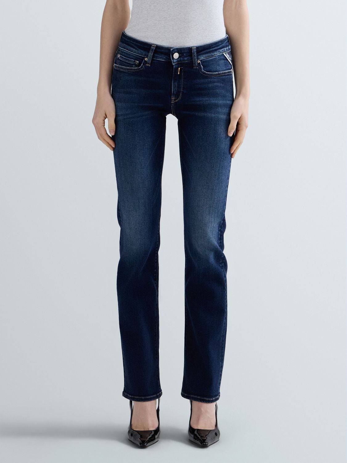 REPLAY NEW LUZ FLARED-FIT BOOTCUT JEANS WLH689.000.805 121 DARK BLUE 2