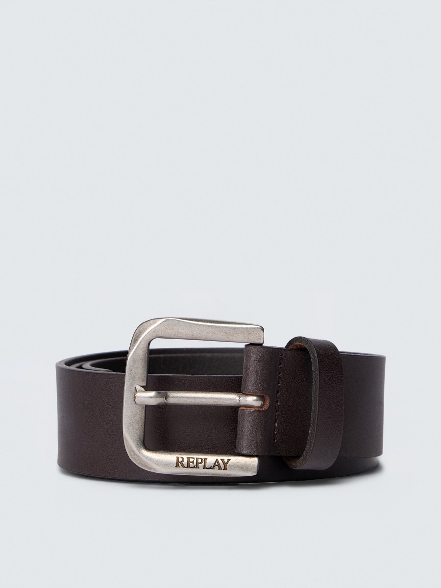 REPLAY BELT WITH LOGO BUCKLE AM2453.000.A3008A BLACK BROWN 1