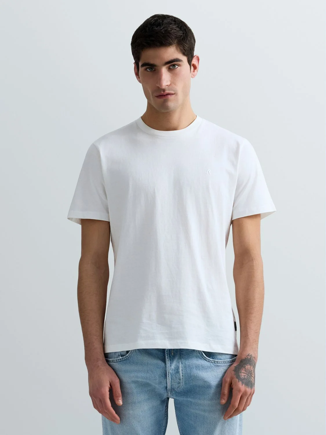 REPLAY CREW-NECK JERSEY T-SHIRT M3097 .000.2660 NATURAL WHITE 2