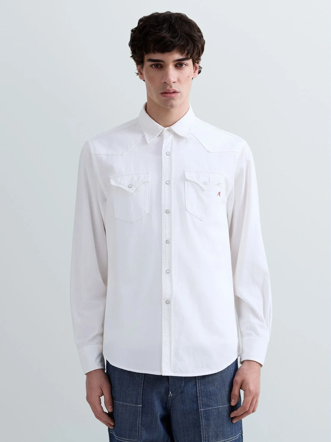 REPLAY WHITE DENIM WESTERN SHIRT M4023T.000.84004E9 WHITE 2