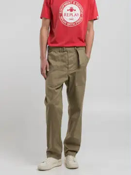 COTTON-BLEND REGULAR-FIT TROUSERS