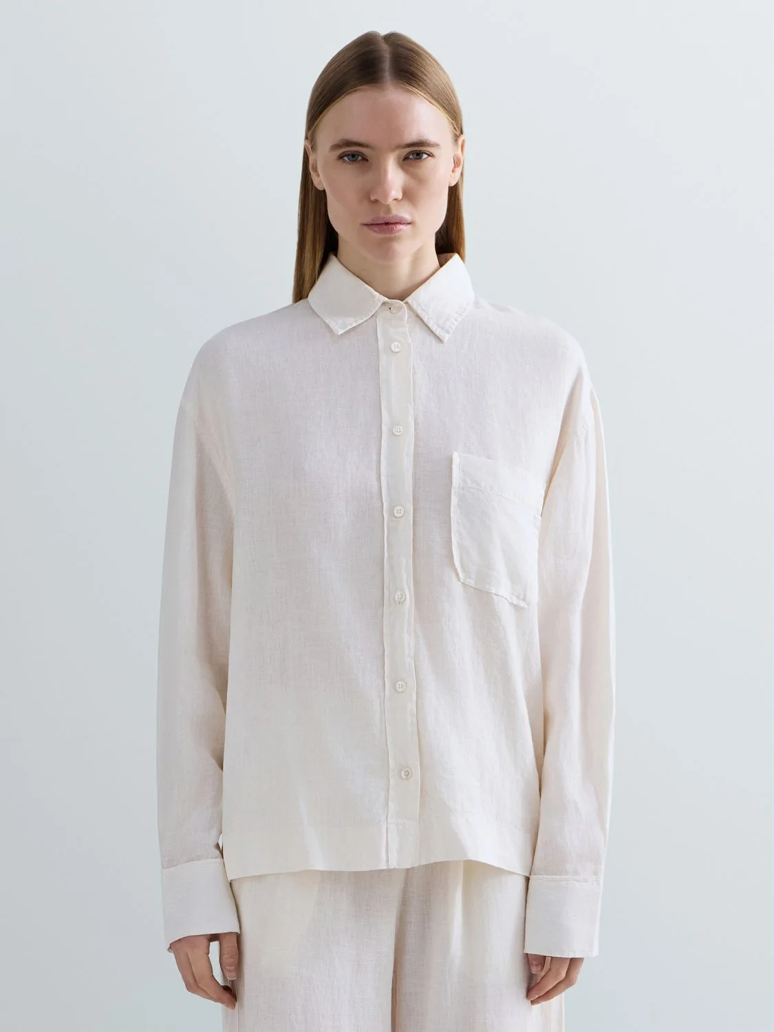 REPLAY OVERSIZED LINEN SHIRT W2388 .000.85574G NATURAL WHITE 2