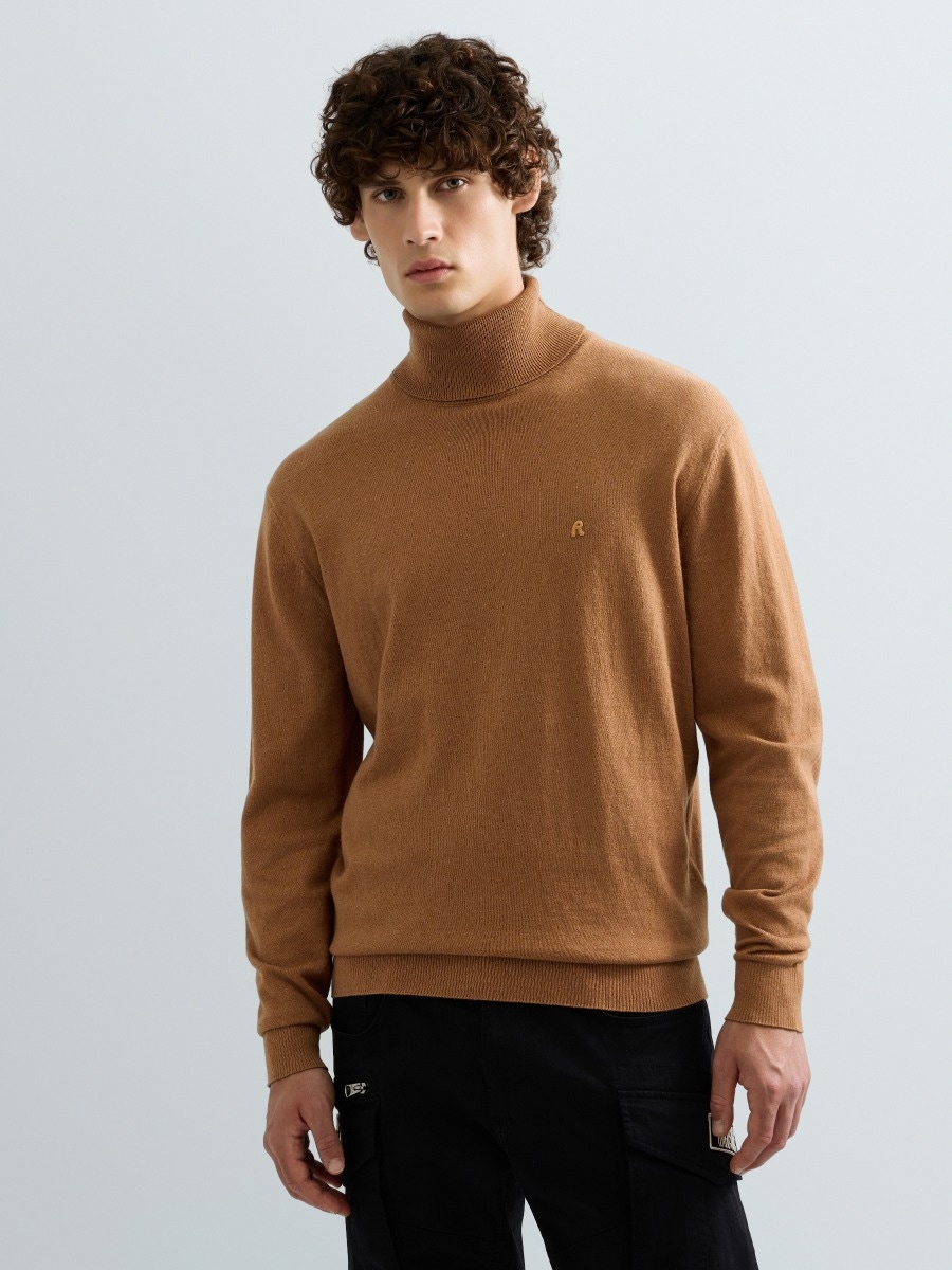 REPLAY COTTON AND CASHMERE POLO-NECK SWEATER UK00AL.000.723SE M20 ROPE MELANGE 2