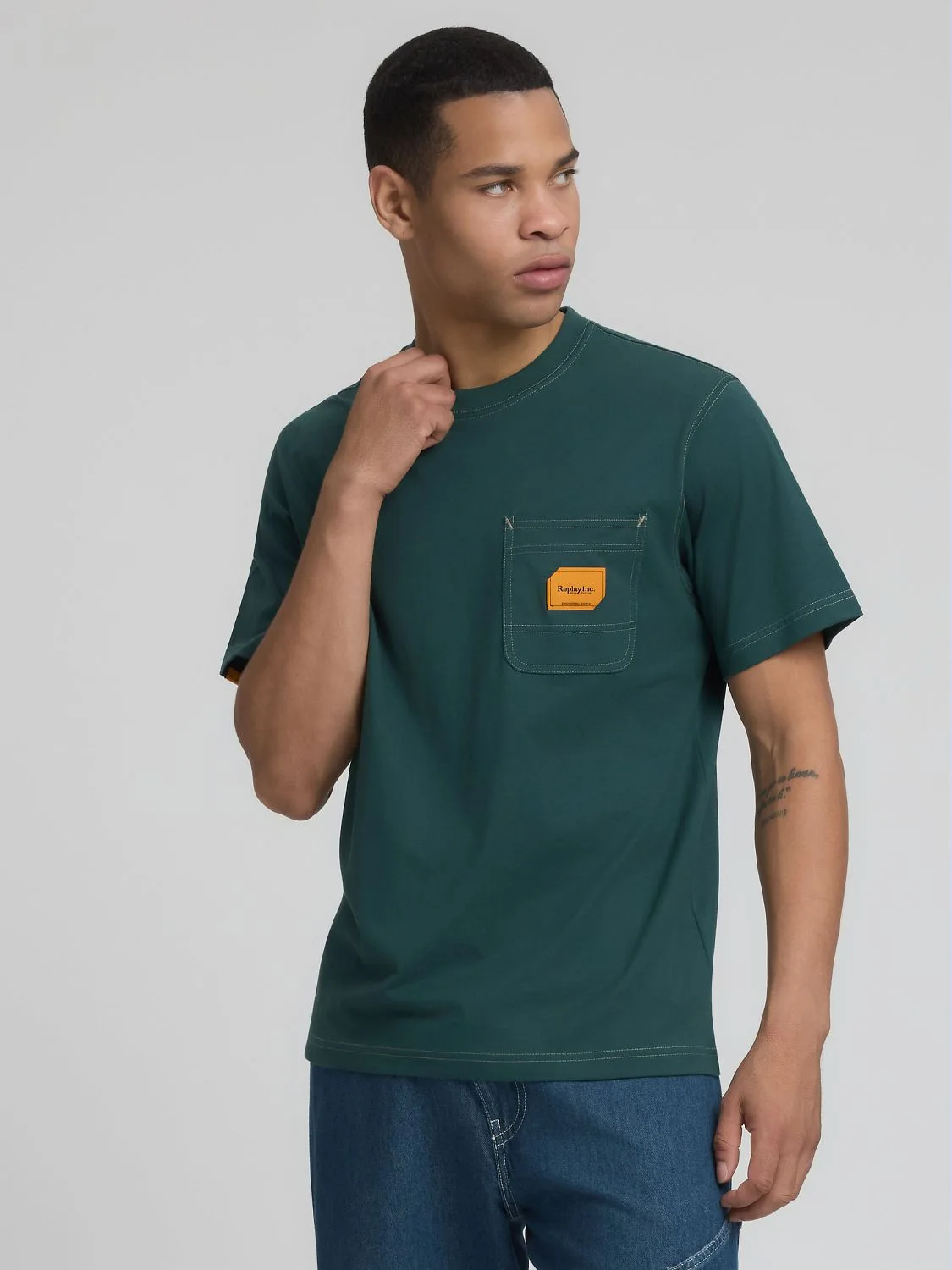 REPLAY TECHNICIAN T-SHIRT AGENDER REPLAY INC. KU6007.000.D23608P PETROL 2