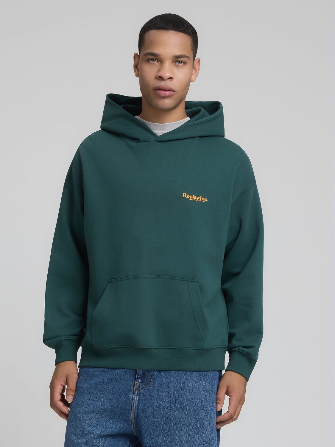 REPLAY LOGO HOODIE AGENDER REPLAY INC. KU6062.000.D23960 PETROL 2