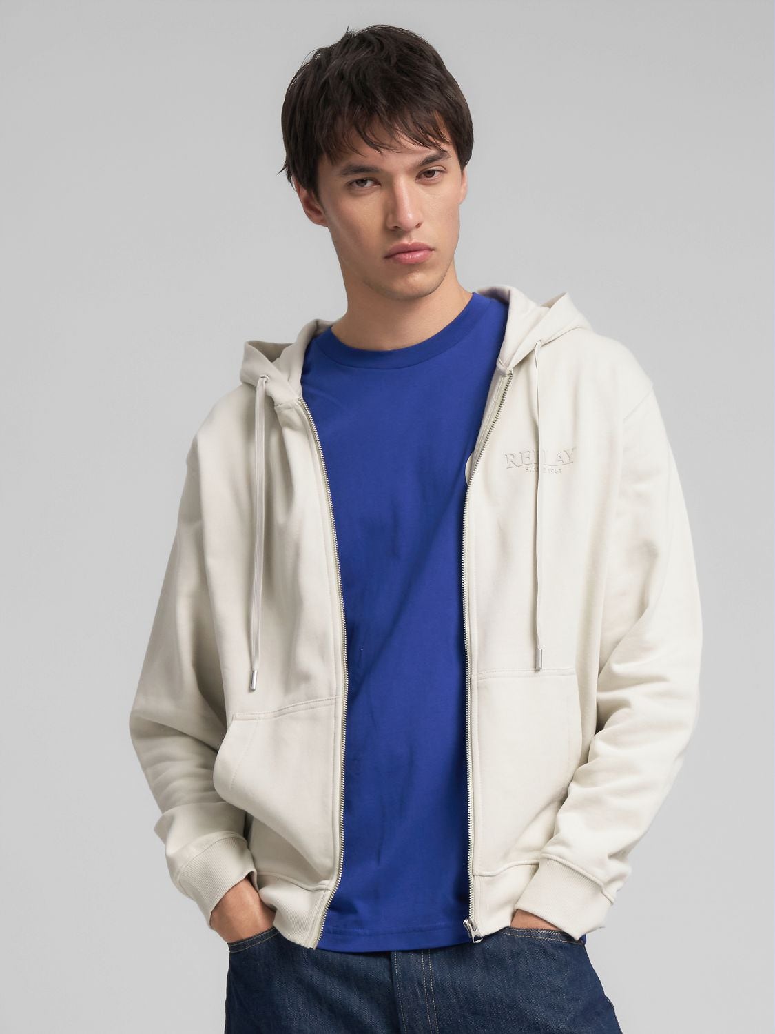 Felpa full-zip con cappuccio e logo Cloud Replay Jeans