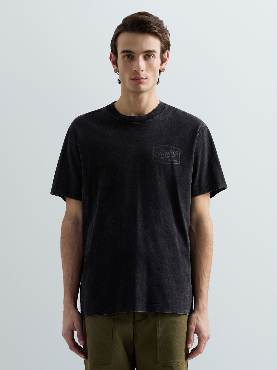 REPLAY T-SHIRT IN COTONE CON STAMPA BIKER M3402 .000.22662N BLACKBOARD 2