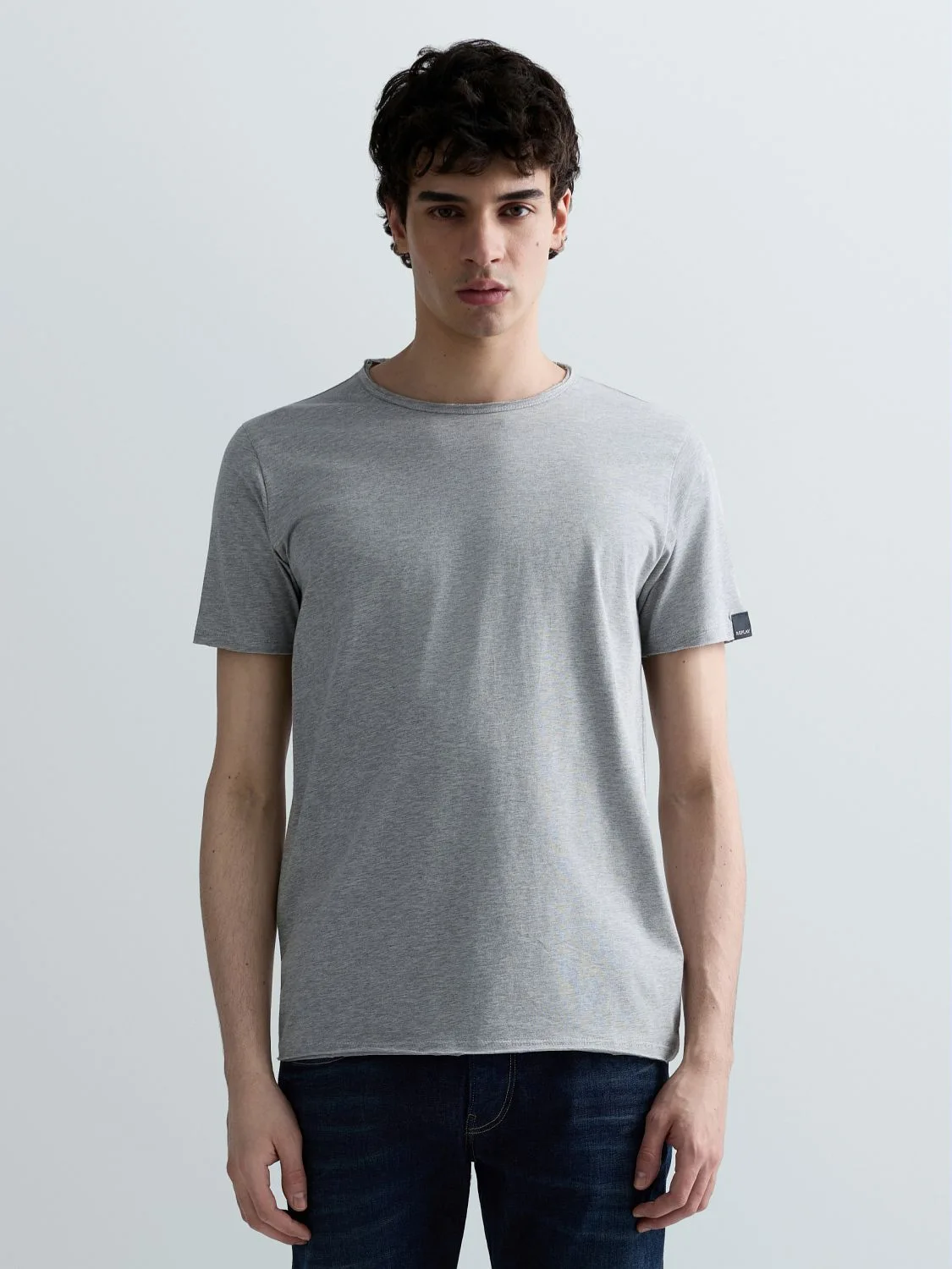 REPLAY T-SHIRT GIROCOLLO IN COTONE M3590A.000.2660 LIGHT GREY MELANGE... 2