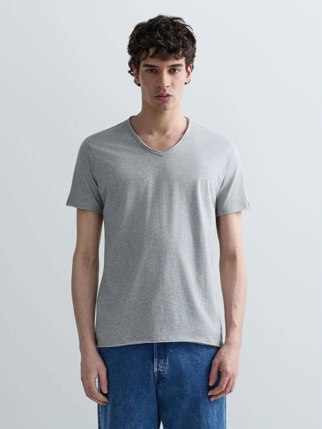 REPLAY T-SHIRT IN COTONE CON SCOLLO A V M3591A.000.2660 LIGHT GREY MELANGE... 2