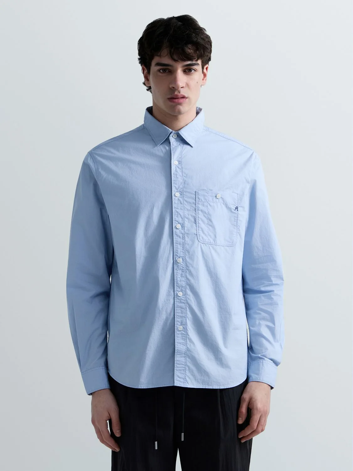 REPLAY COTTON POPLIN SHIRT M4144 .000.85486 DUSTY AZURE 2