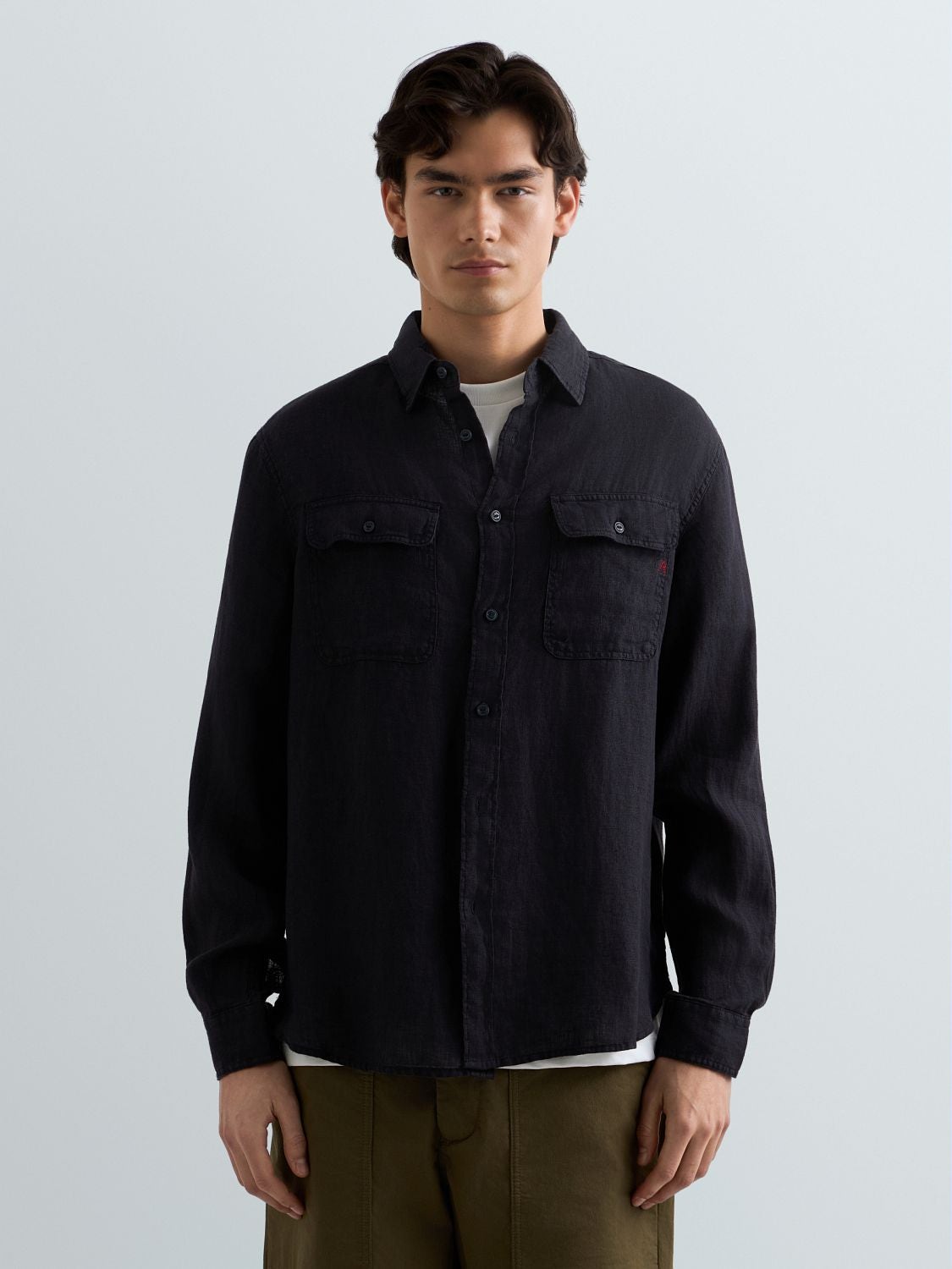 REPLAY CAMICIA REGULAR FIT IN LINO M4147 .000.81388B DARK NAVY 1