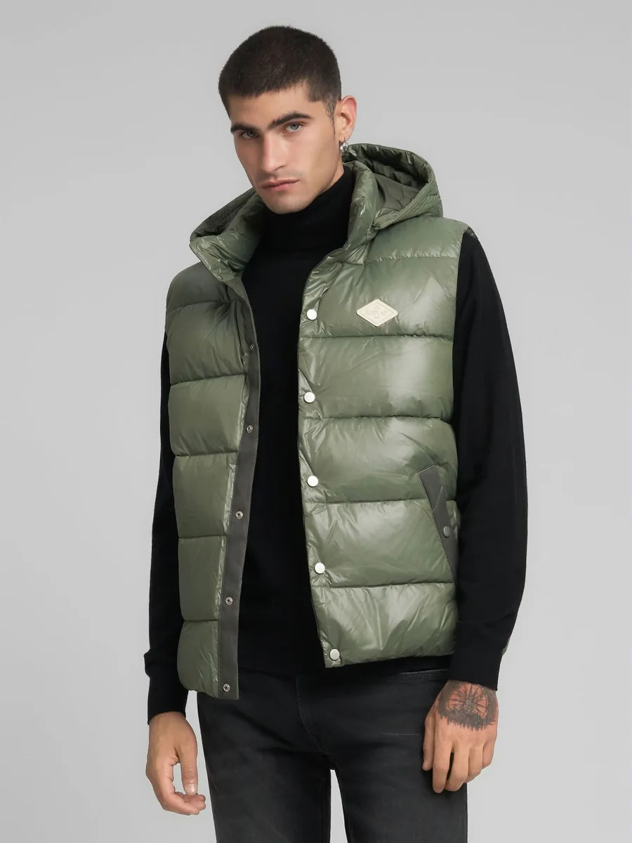 Gilet imbottito con cappuccio Army green Replay Jeans