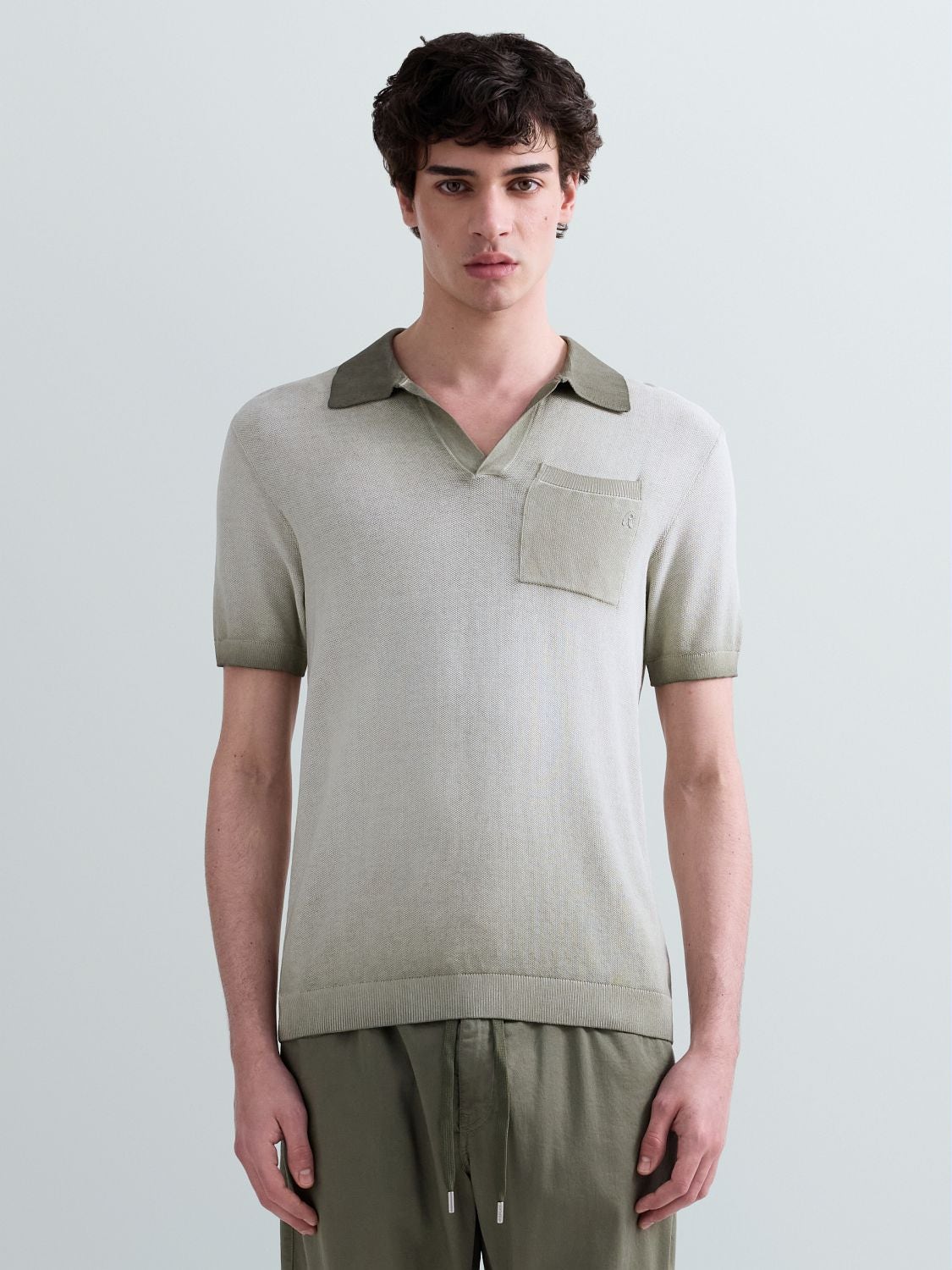 REPLAY OMBRE KNIT COTTON POLO-SHIRT UK4704.000.G20785A TUNDRA GREEN 2