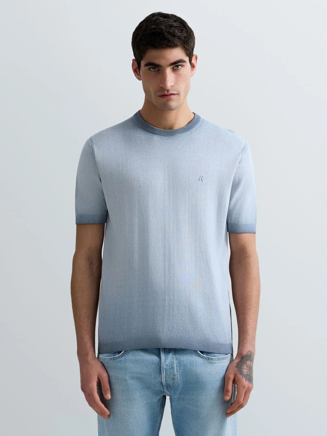 REPLAY OMBRE COTTON REGULAR-FIT SWEATER UK4718.000.G20785A PEWTER BLUE 2