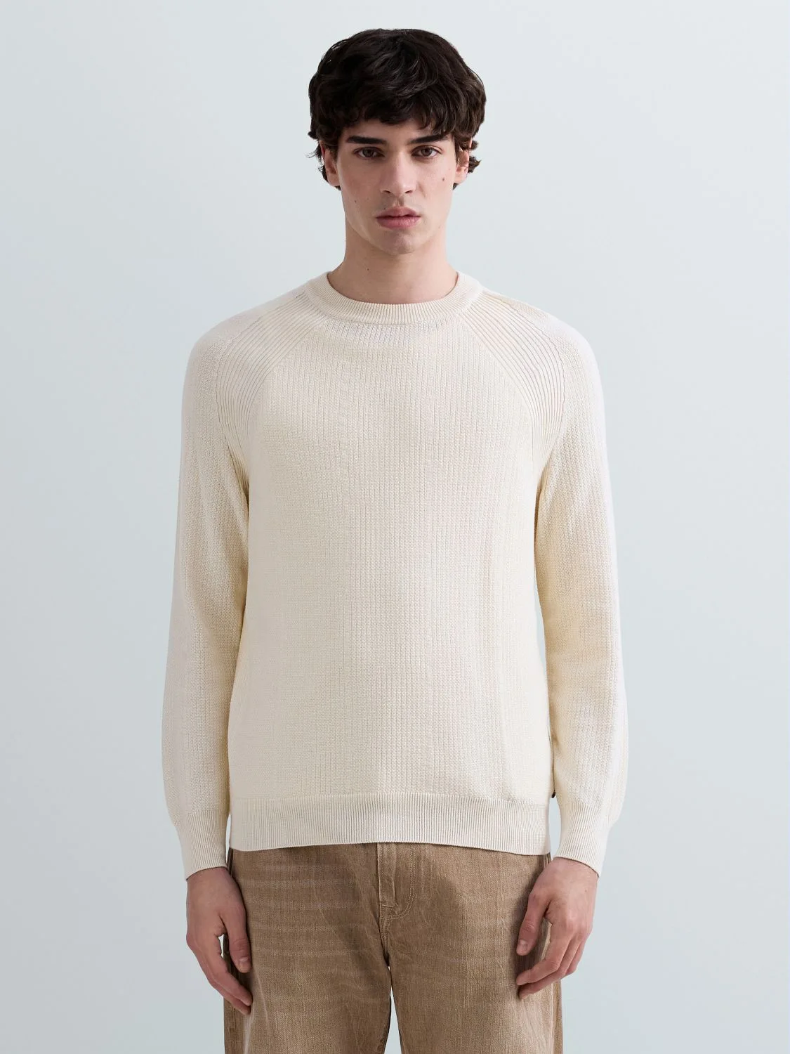 REPLAY RIB-KNIT COTTON SWEATER UK5160.000.G23774 IVORY 2