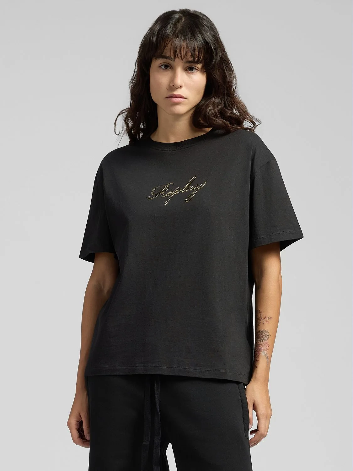 REPLAY COTTON CREW-NECK T-SHIRT W3089F.000.20994 BLACK 2