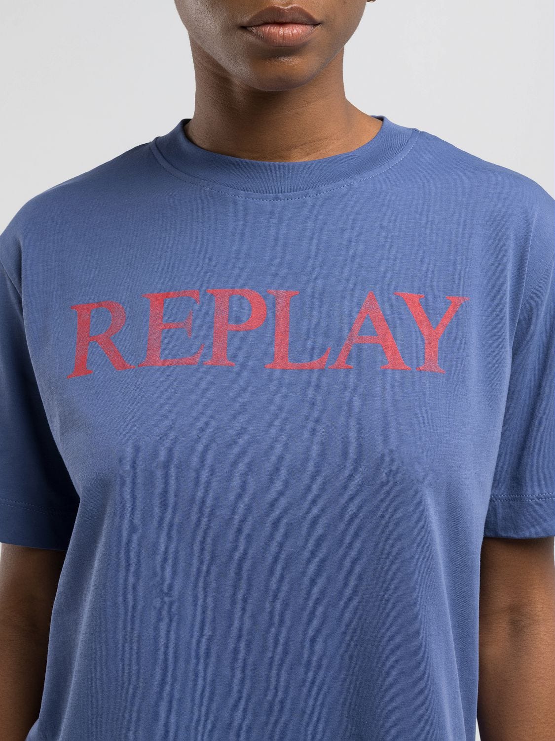 T-shirt in cotone con stampa lettering Skipper blue | Replay