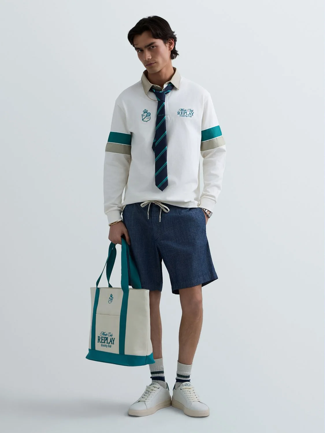 REPLAY MONTE CARLO COUNTRY CLUB COLLECTION LONG-SLEEVED POLO-SHIRT M00RO .000.724DGW GARDENIA 1