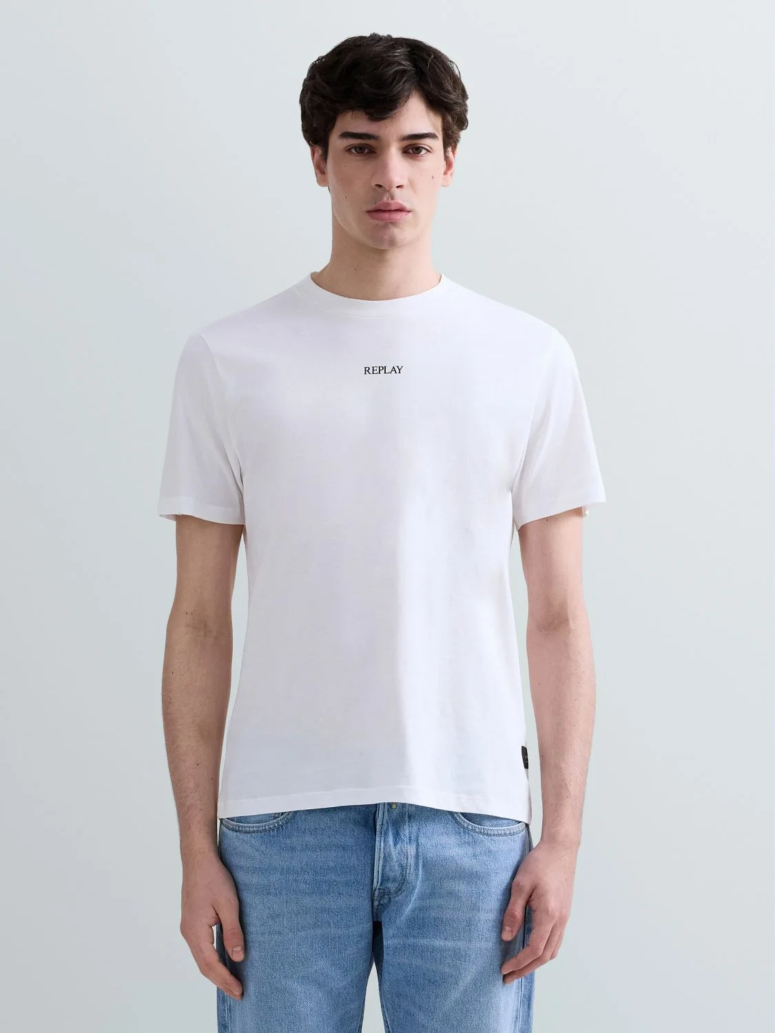 REPLAY JERSEY T-SHIRT WITH LETTERING M3098 .000.2660 NATURAL WHITE 2