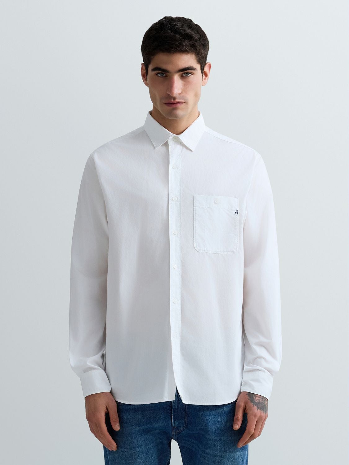 REPLAY COTTON POPLIN SHIRT M4144 .000.85486 WHITE 2