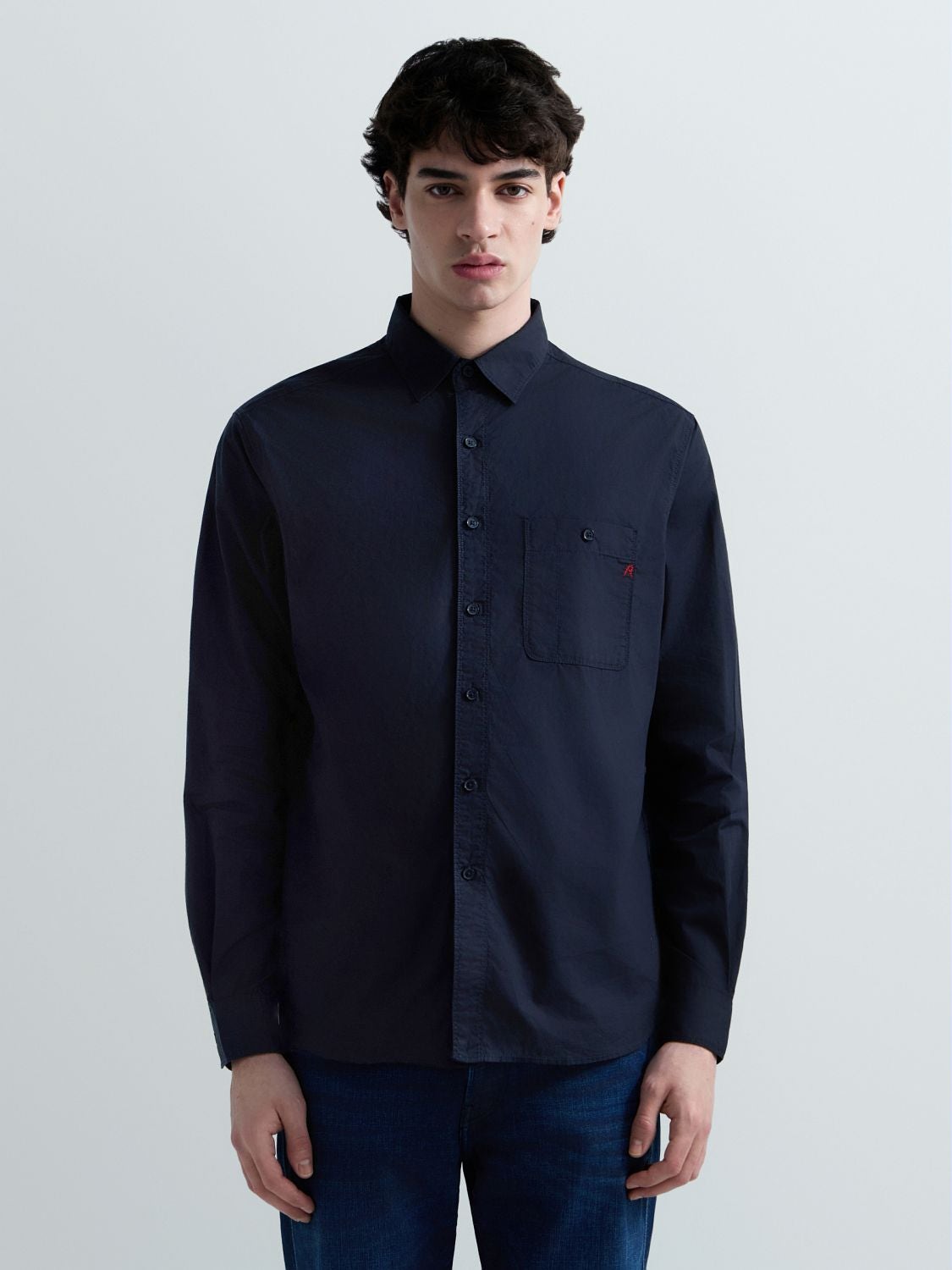 REPLAY COTTON POPLIN SHIRT M4144 .000.85486 DARK NAVY 2