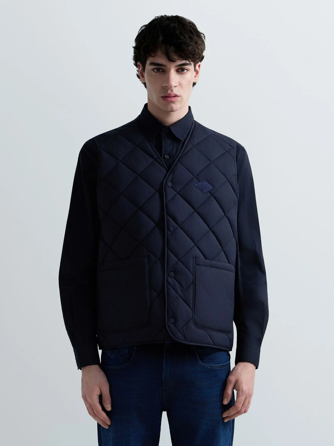 REPLAY QUILTED RIPSTOP VEST M8474 .000.85312 DARK NAVY 2