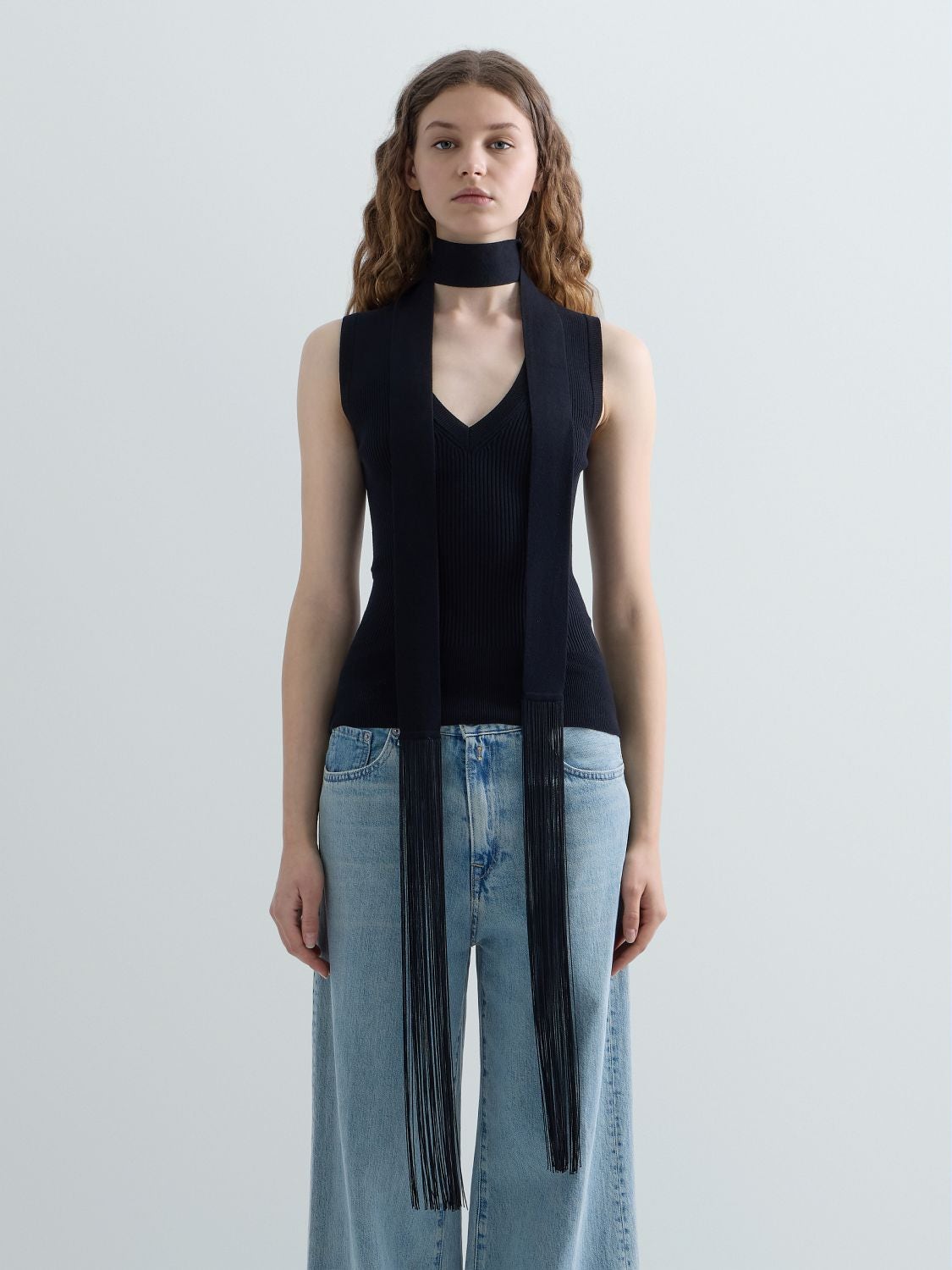 REPLAY RIB-KNIT TOP WITH BELT DK4215.000.G23778 BLACK 2