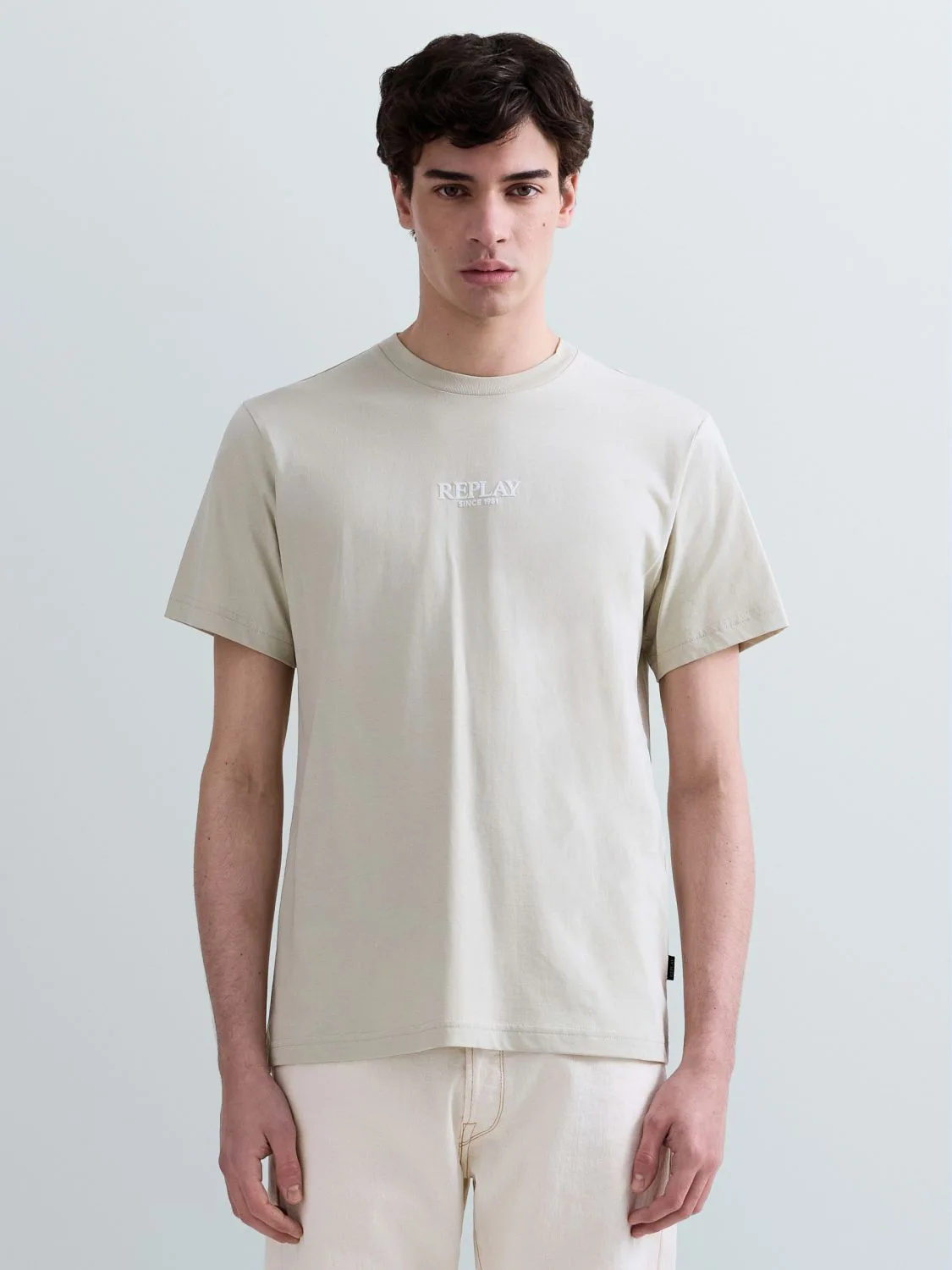 REPLAY JERSEY T-SHIRT WITH 3D REPLAY LOGO M3347 .000.2660 BONE 2