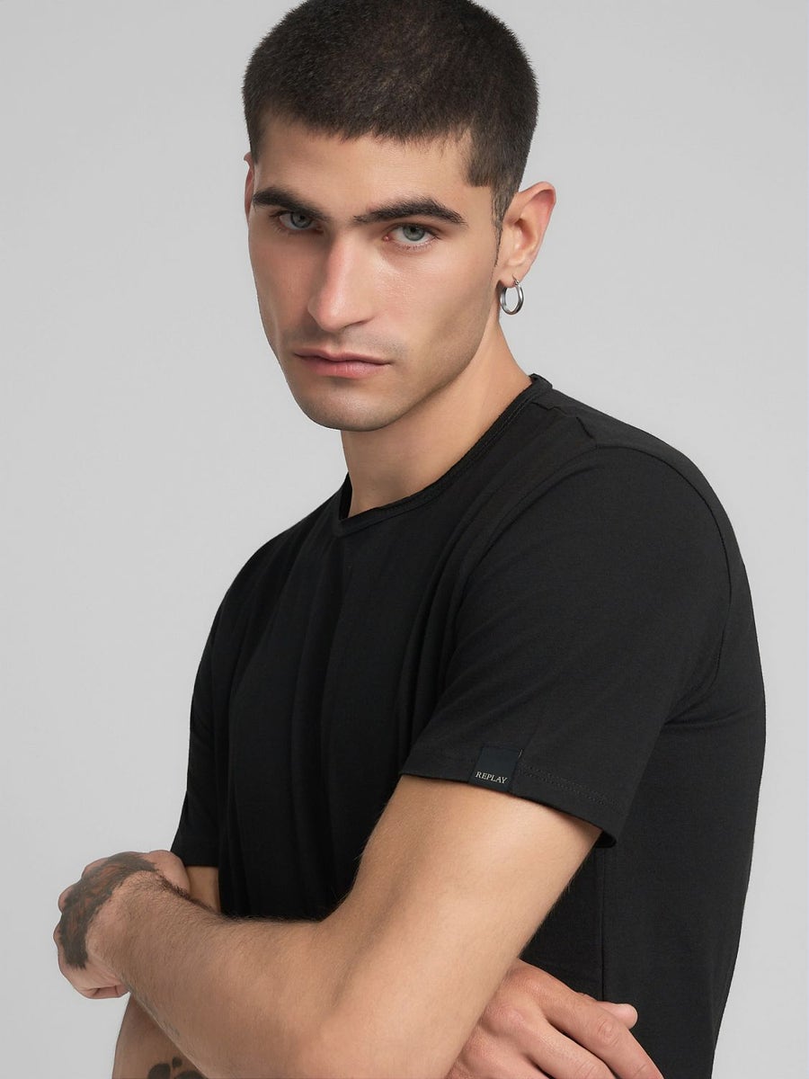 REPLAY RUNDHALS-T-SHIRT AUS BAUMWOLLE M3590A.000.2660 BLACK 5 REPLAY RUNDHALS-T-SHIRT AUS BAUMWOLLE M3590A.000.2660 BLACK 5