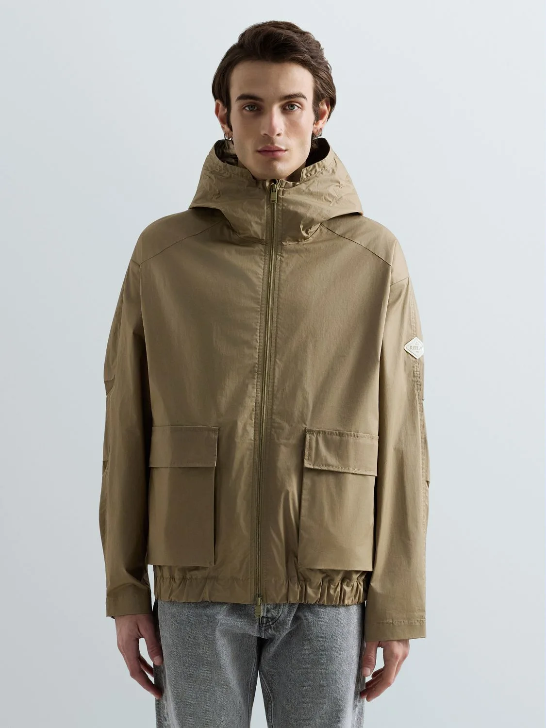 REPLAY HOODED TWILL JACKET M8519 .000.85122 LIGHT COFFEE 2