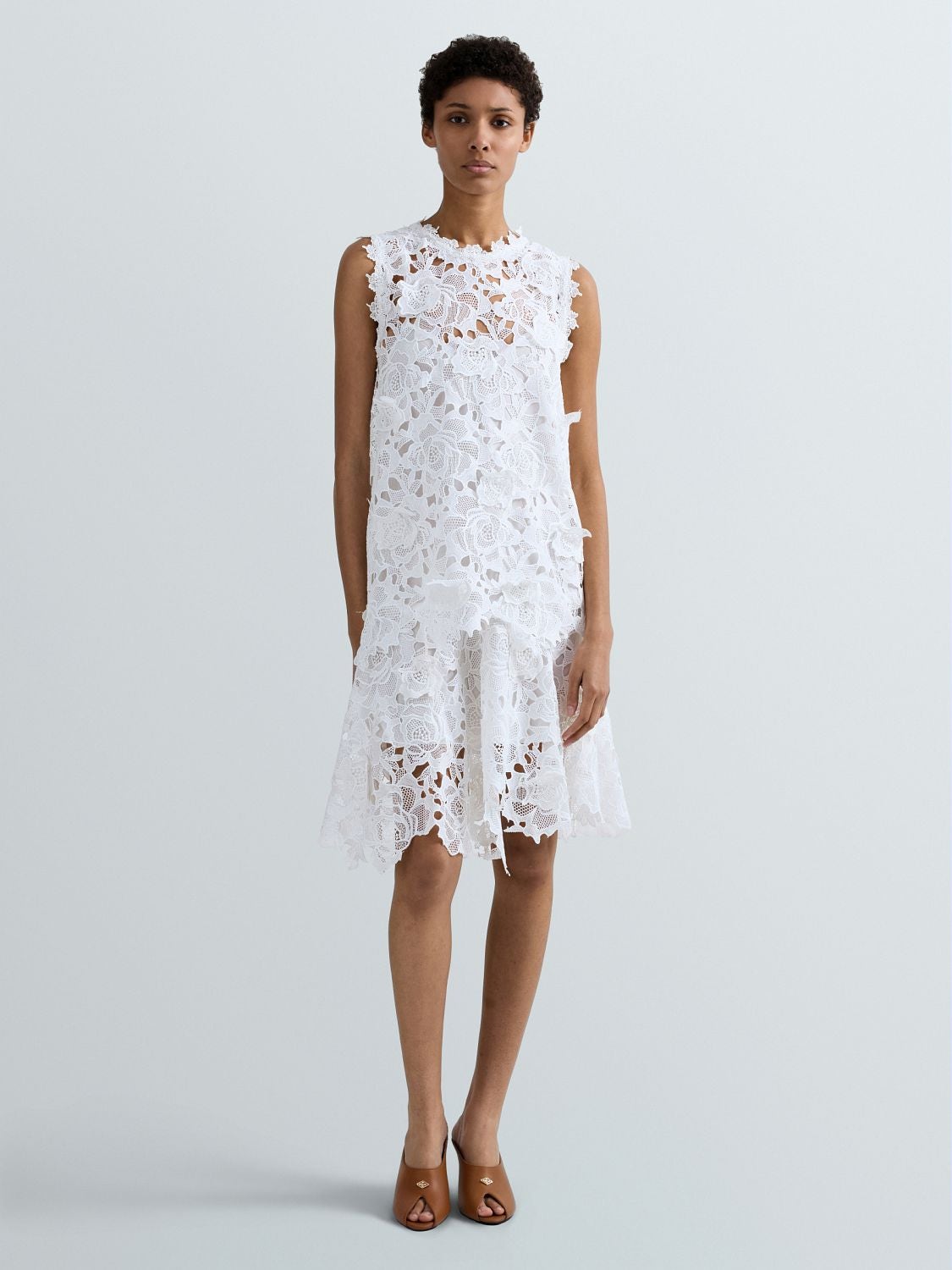 REPLAY SHORT MACRAMÈ DRESS W9239 .000.52886 WINTER WHITE 1