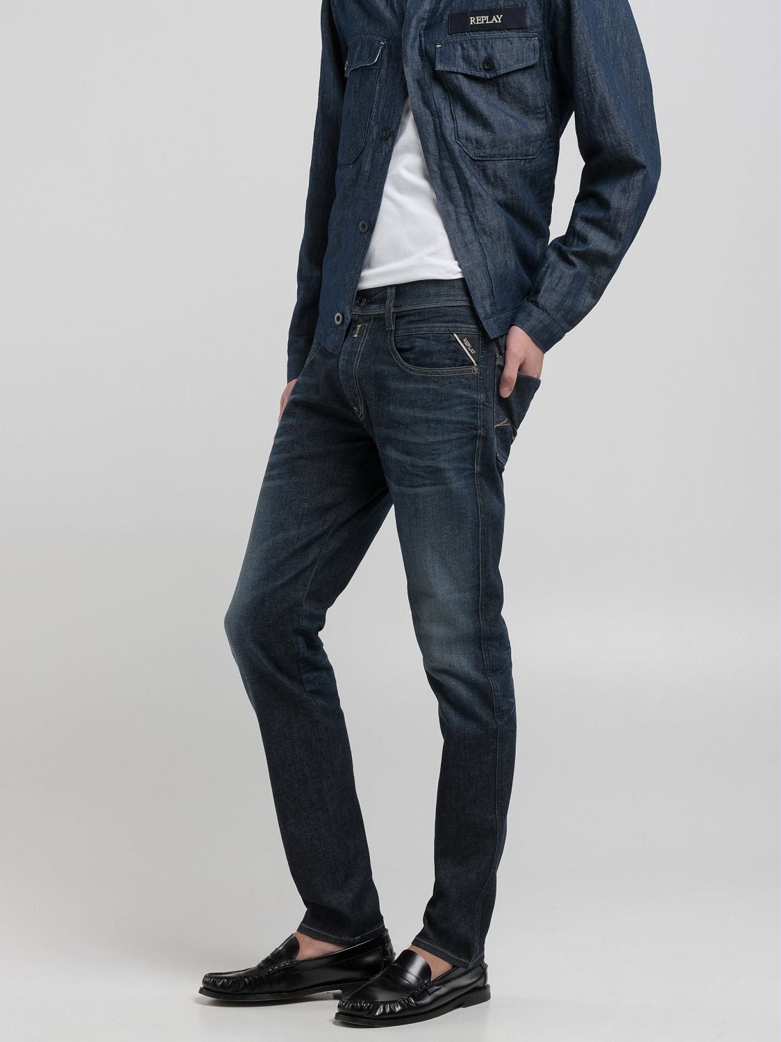 REPLAY ANBASS SLIM-FIT JEANS M914Y .000.661 730 DARK BLUE 2