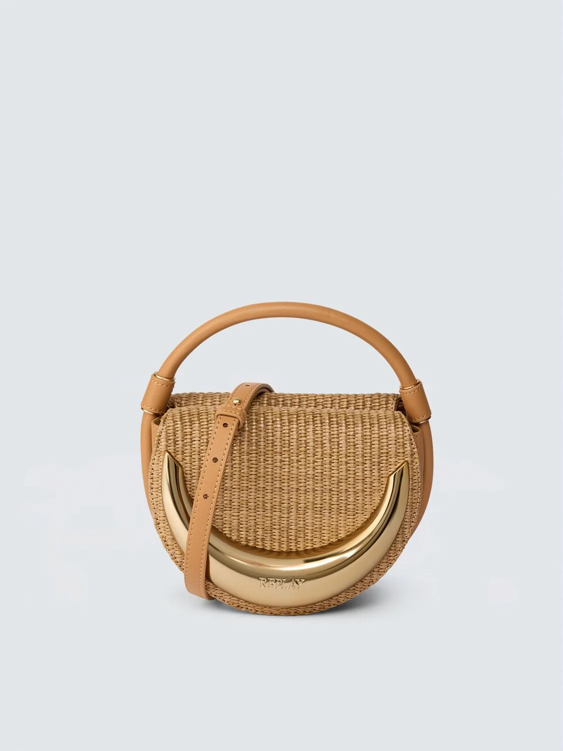 REPLAY CIRCULAR RAFFIA BAG FW3003.017.A2009B INDIAN TAN 1