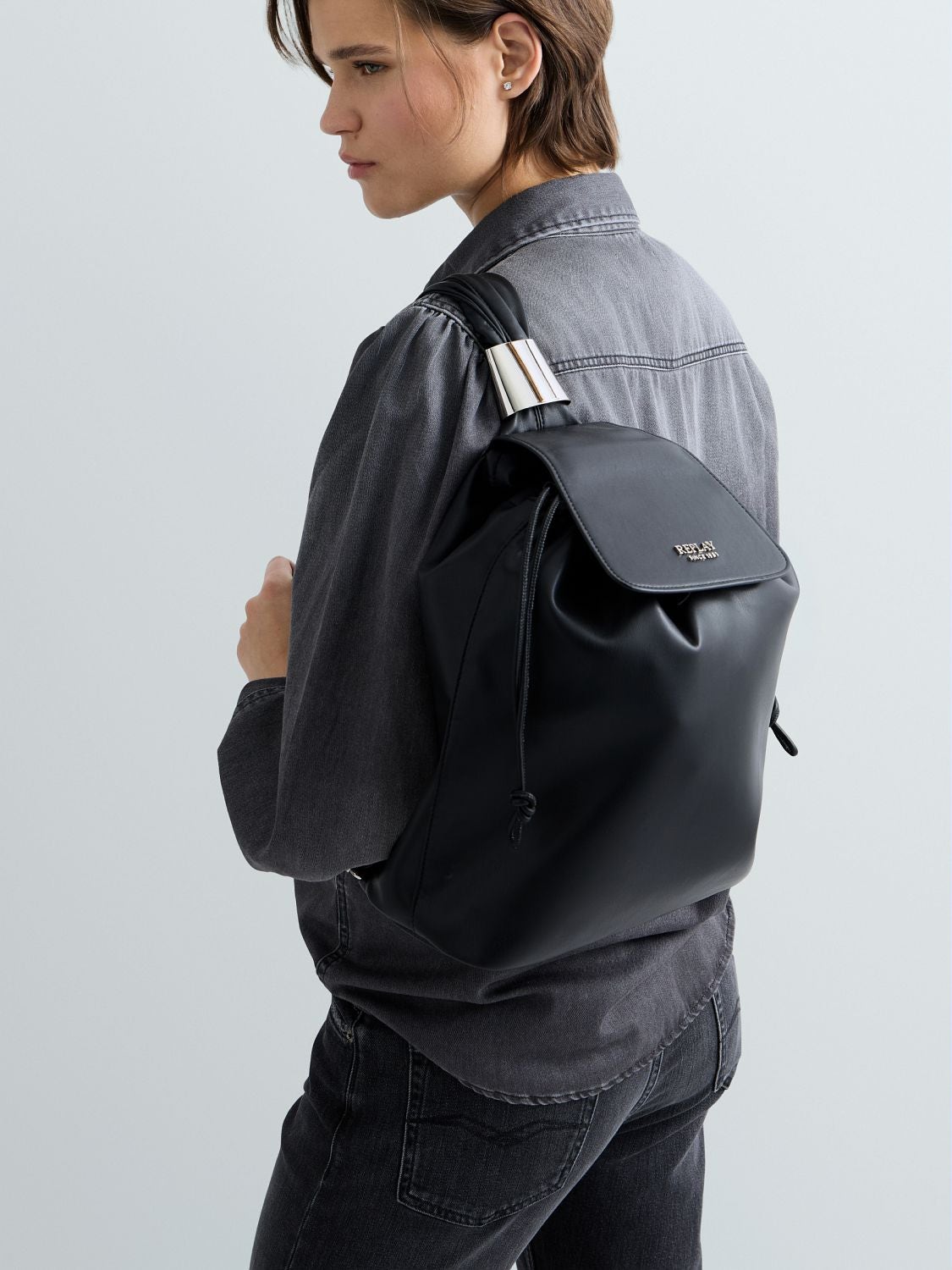 Solid-colour soft backpack Black | Replay Jeans