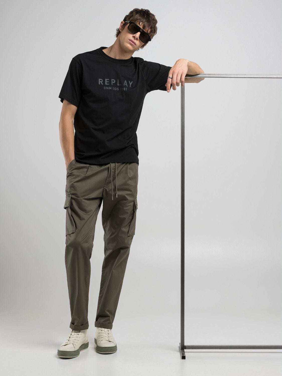 送料込★REPLAY★M3099 Tシャツ Jersey t-shirt with logo print Night blue | Replay Jeans