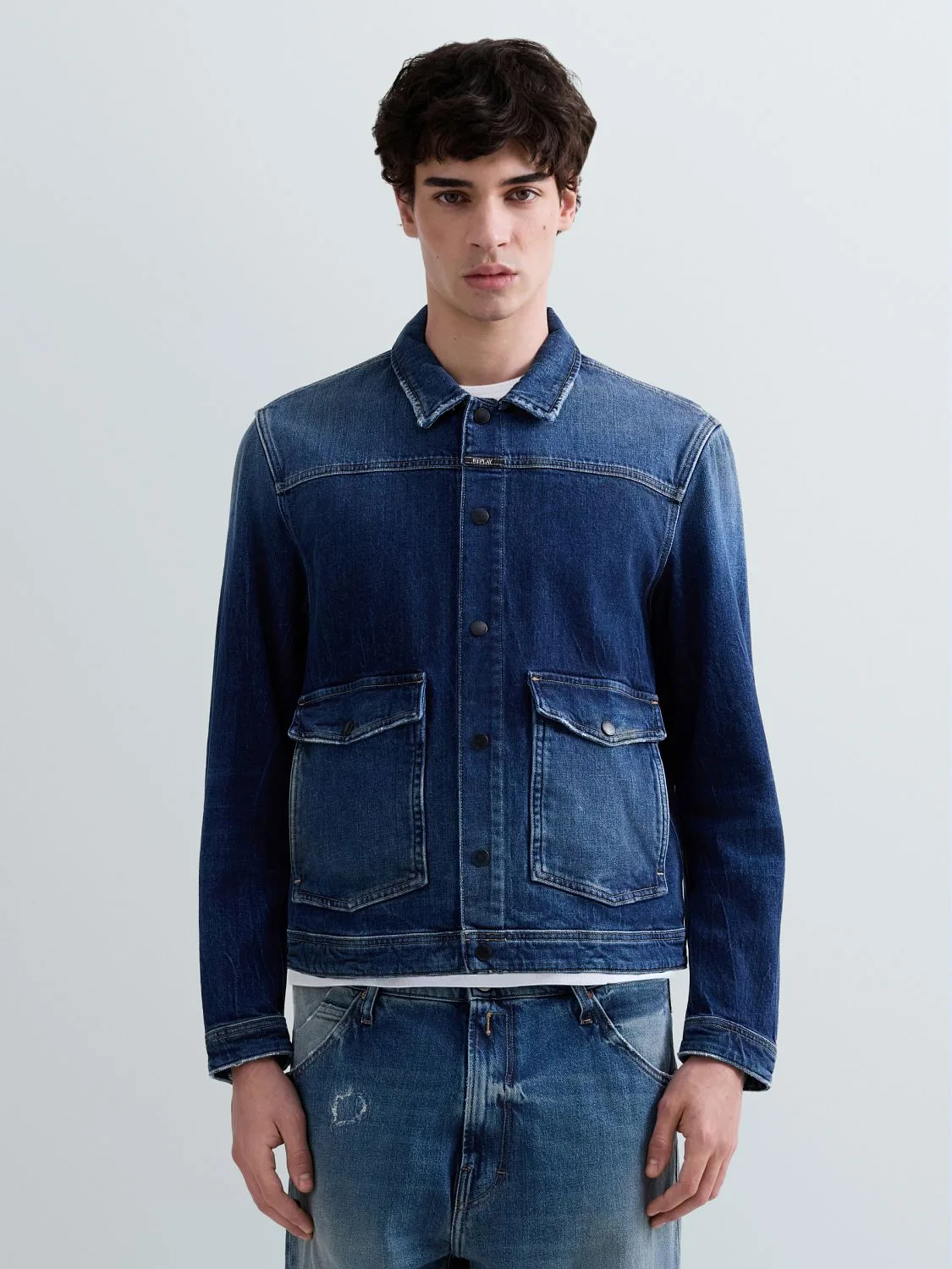 REPLAY DARK DENIM JACKET MV881 .000.795 100 DARK BLUE 2