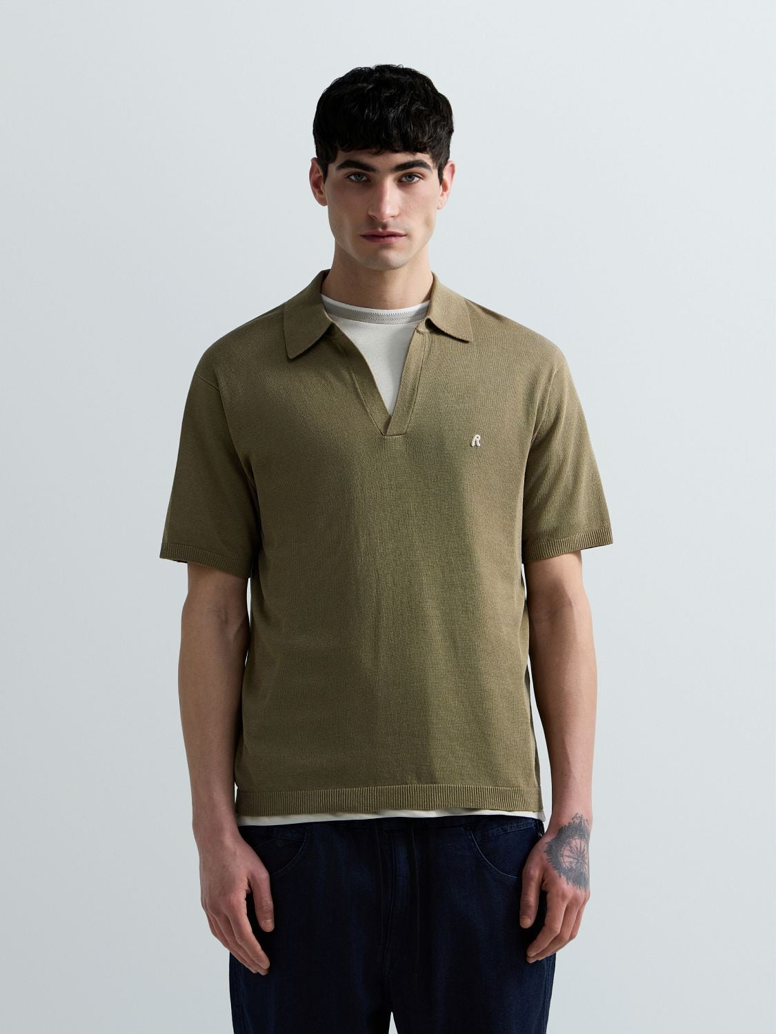 REPLAY LINEN-BLEND KNIT POLO-SHIRT UK5157.000.G24024 TUNDRA GREEN 2