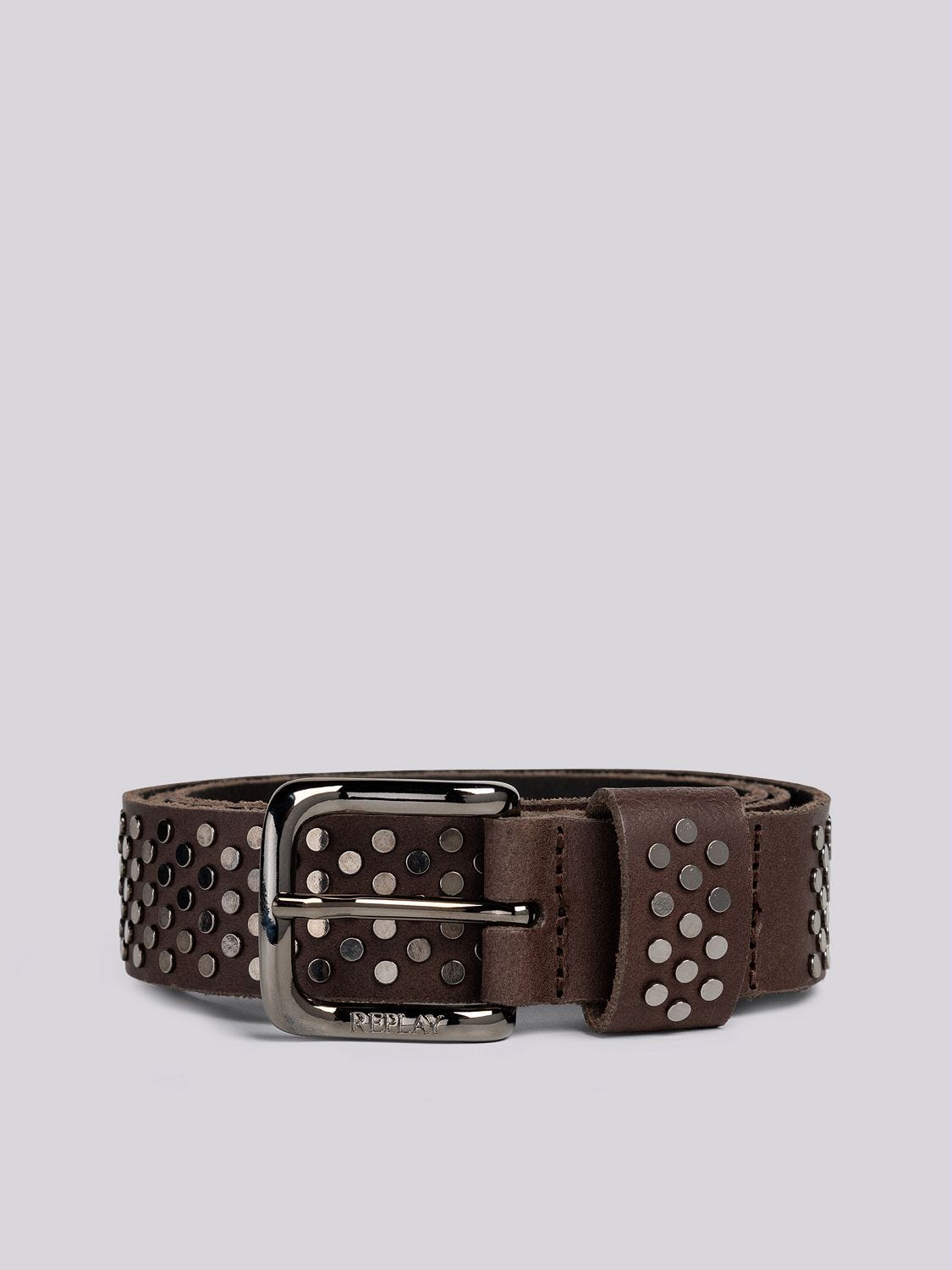 Split leather belt with pyramid studs Java | Replay Jeans
