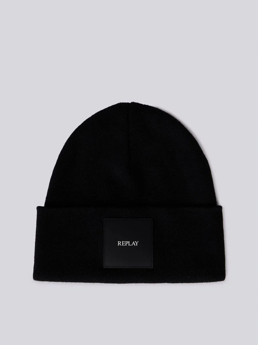 Beanie with logo patch Black Replay Jeans - Main Image