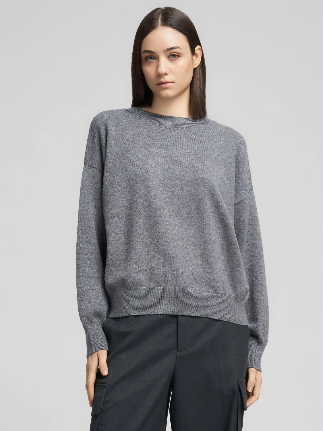 REPLAY CREW-NECK PULLOVER WITH WIDE SLEEVES DK3901.000.G23372 IRON MELANGE 2