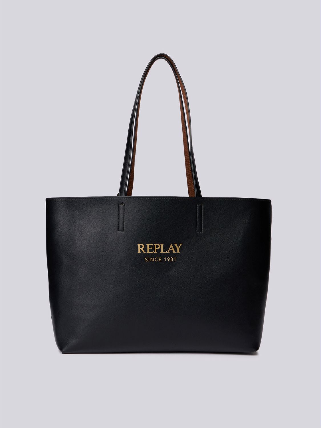 Reversible tote bag with clutch Cambridge brown + black | Replay Jeans