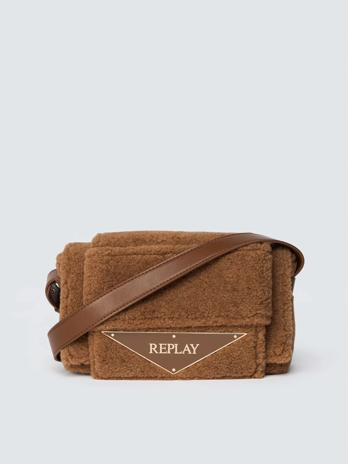 REPLAY FAUX SHEARLING CROSS-BODY BAG FW01BN.000.A7243T BROWN 1